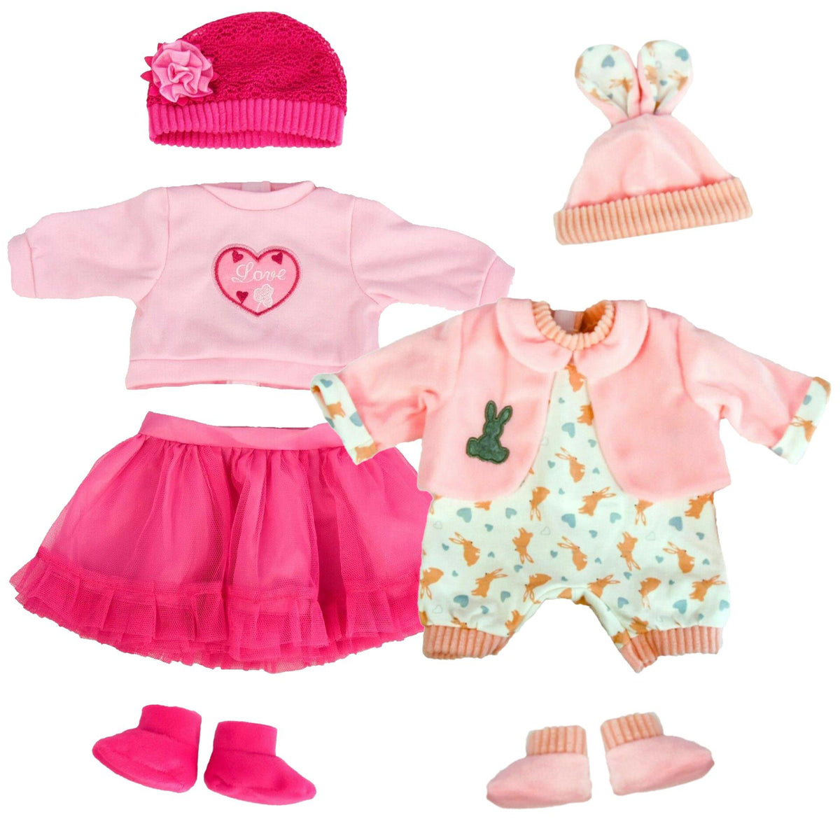 BiBi Doll Outfits - Set Of Two Doll Clothes (Pink Elephant