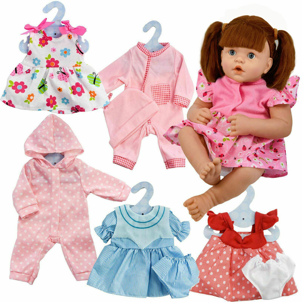 BiBi Doll Outfits - Set of 6 Doll Clothes (Flowery, Stripes) (30 cm / 12" - 40 cm / 16") by BiBi Doll - BiBi Doll