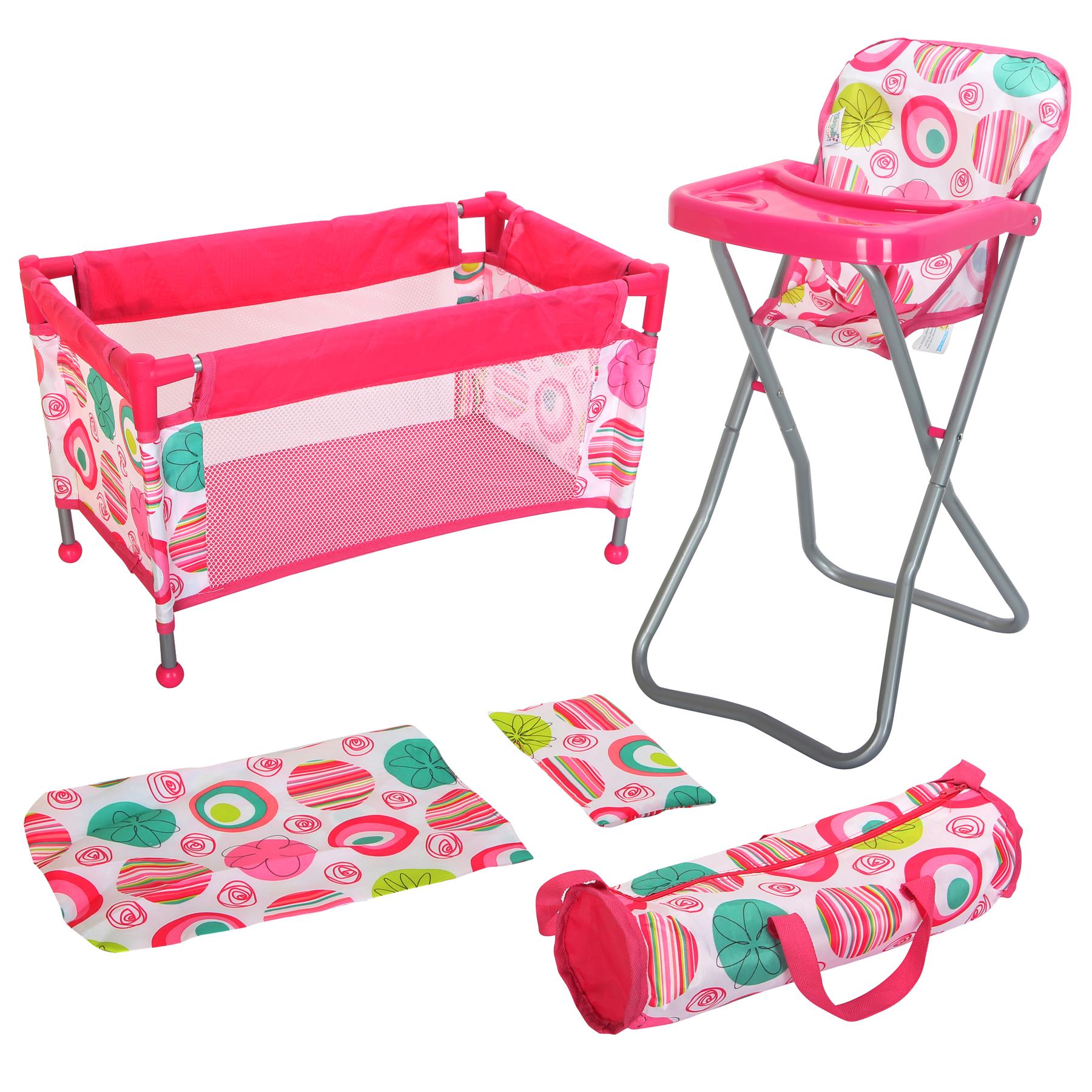 Smyths Toys Pink High Chair Uk Baby Doll Cot Highchair Set (Pink