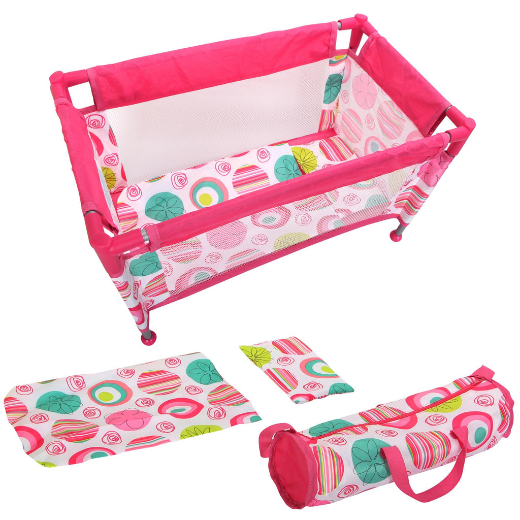 BiBi Doll Baby Doll Cot & Highchair Set (Pink)