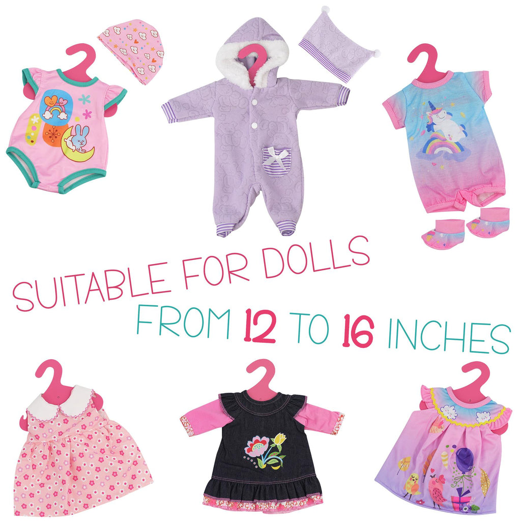 BiBi Doll Outfits - Set of 6 Doll Clothes (Pink, Stripes) (30 cm / 12" - 40 cm / 16") by BiBi Doll - BiBi Doll