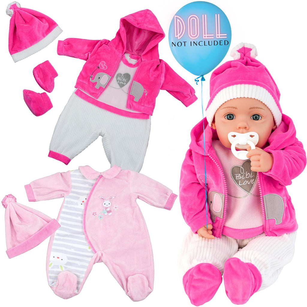 BiBi Outfits - Set of Two Doll Clothes (Pink Elephant & Pink) (50 cm / 20") by BiBi Doll - BiBi Doll