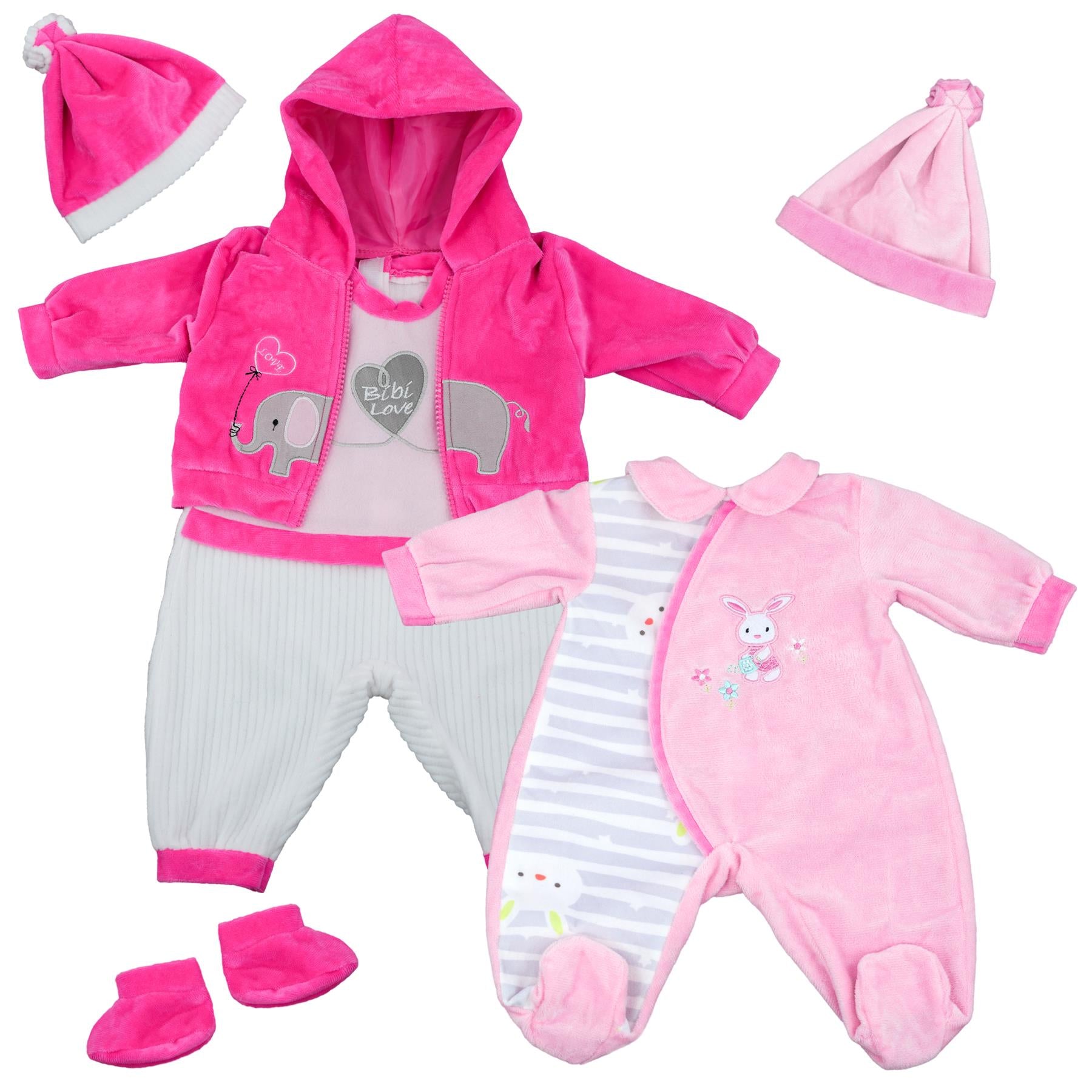 BiBi Doll Outfits Set of Two Doll Clothes (Pink Elephant Pink